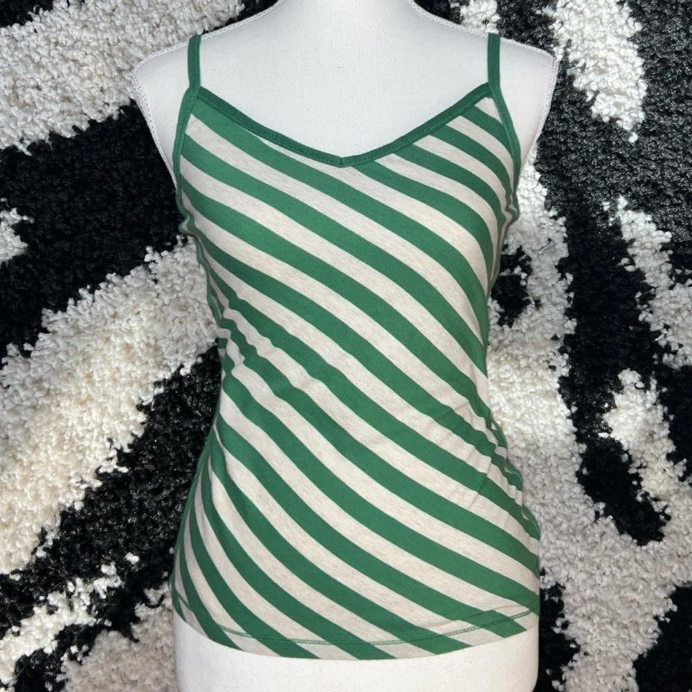 Old Navy Green and Cream Striped Camisole